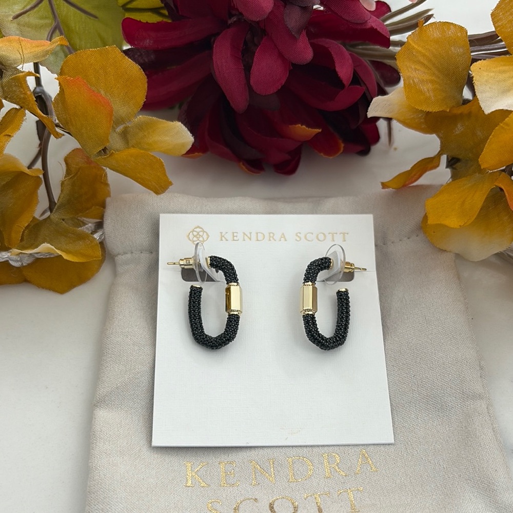 Kendra Scott Emery Hoop Gold Black